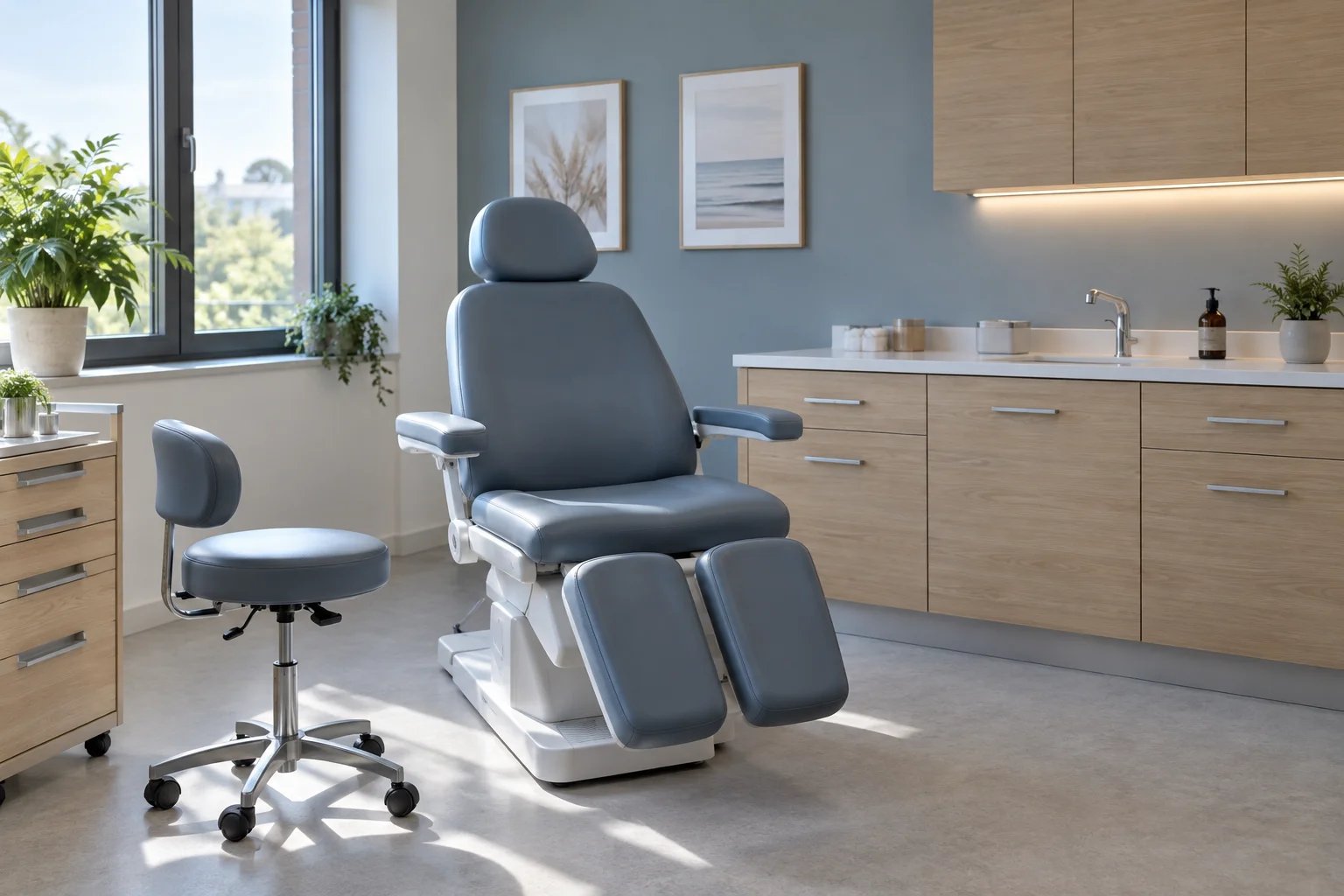 Consulta podológica con sillón y reposapiés (foto de muestra)